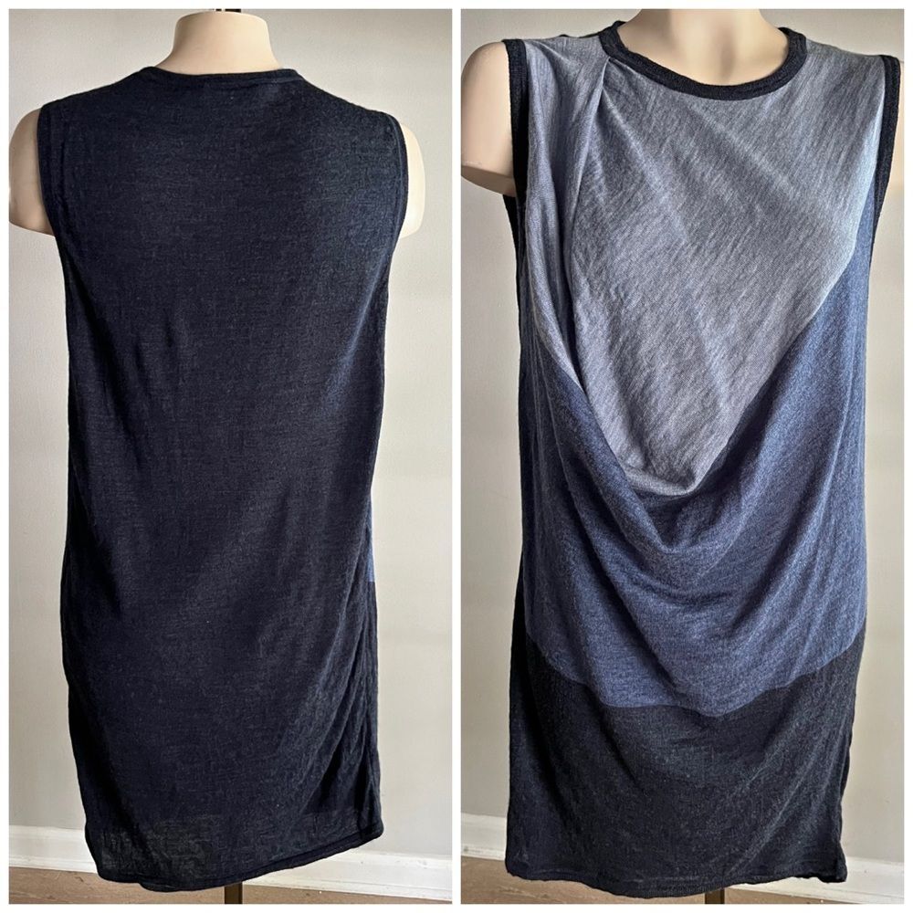 Bcbgmaxazria Blue Colorblock Draped Sweater Dress Sleeveless Est M